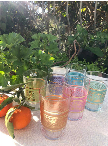 Assorted Color Band Tea Glass- set of 6