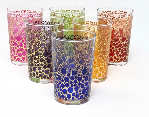 Set of 6 Tea Glasses Bubble Colored