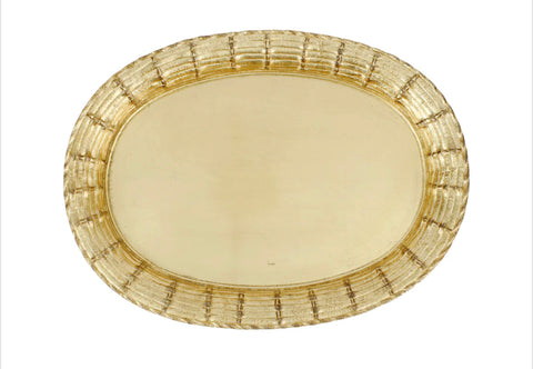 Florentine Gold Basketweave Oval Tray