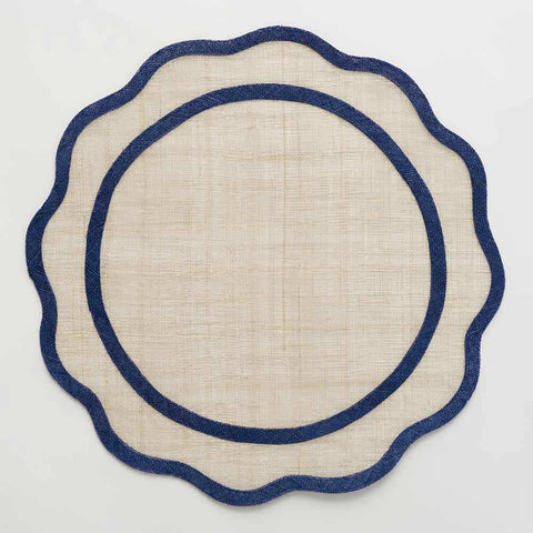 Navy Blue Scalloped Rice Paper Placemat- set of 4