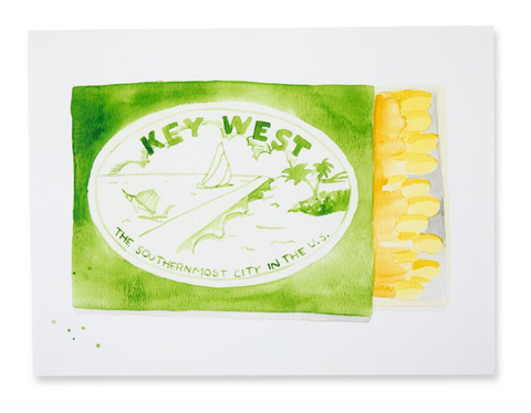 Key West Matchbook Watercolor Print